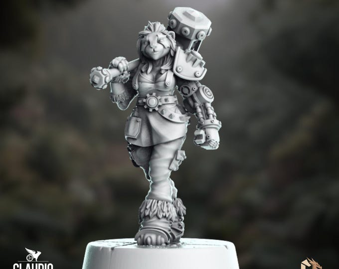 Panda Fighter Mini | Animalfolk Barbarian Miniature | 32mm Resin Fantasy Figure | By Claudio Casini