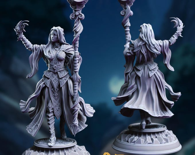 Elf Sorceress Miniature: Resin Priestess Druid RPG Figure - DM Stash