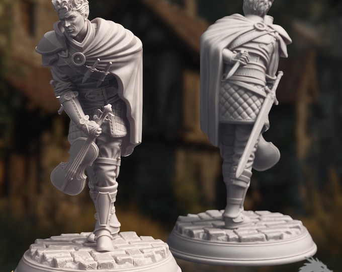 Tiefling Bard Miniature | College of Swords, Violin, Sword (DM Stash)