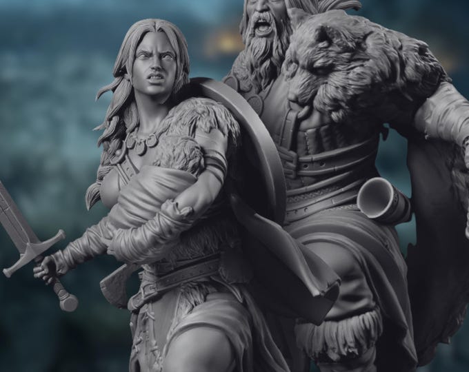 Barbarian Family Mini Set | Fierce Warrior Parents with Baby | Heroic Viking NPCs or PCs | By Primal Collectibles