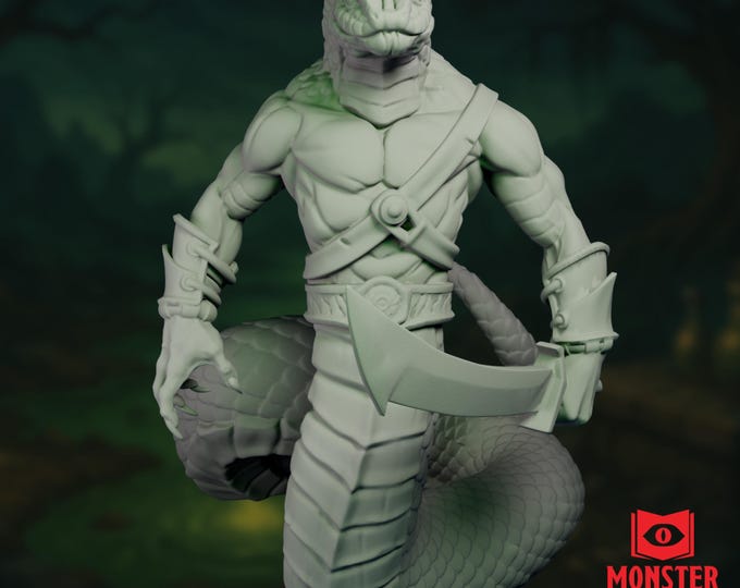 Snakefolk Abomination Mini | Snake Boss Monster Miniature | Serpentine Abomination | By Monster Atlas