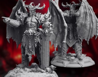 Demon Overlord Mini | Giant Devil Miniature | Winged Demon Overlord or Boss Monster | By DM Stash