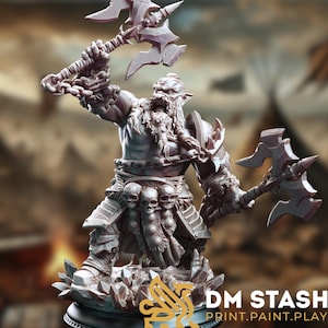 Zwerg Berserker Miniatur | Zwergen Kämpfer oder Barbar Tabletop RPG Mini | Mehrere Skalierungsoptionen | Von DM Stash
