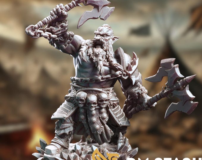 Dwarf Berserker Miniature | Dwarven Fighter or Barbarian Tabletop RPG Mini | Multiple Scale Options | By DM Stash