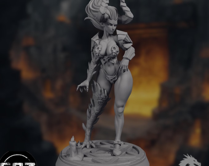 Half-Demon Sorceress Miniature | SFW NSFW Infernal Succubus Mini | By Gaz Minis