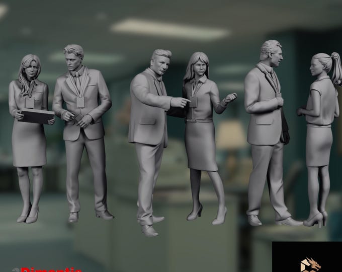 Modern People Mini | Businessmen and Women Miniatures | Office Diorama Set by 3Dimontis