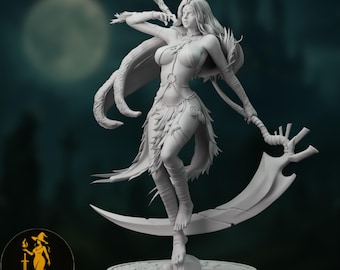 Female Ranger Huntress Mini | SFW/NSFW | Tribal Archer with Scythe and Cloak | By DartArt3D