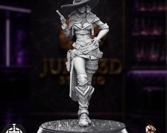 Sexy Outlaw Ranger Mini | Revolver Gunslinger Miniature | 54mm–75mm Multi-Scale Resin Fantasy | By Broken Swords
