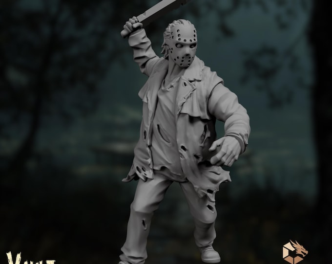 Slasher Killer Mini | Hockey Mask Horror Miniature | Machete-Wielding Campground Stalker | By VaultZ