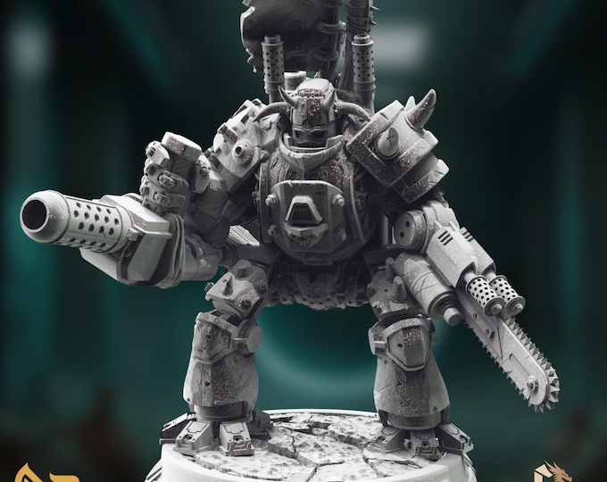 Steampunk Mech Mini | Iron Hulk Warforged Miniature | 32mm Resin Fantasy Construct | By DM Stash