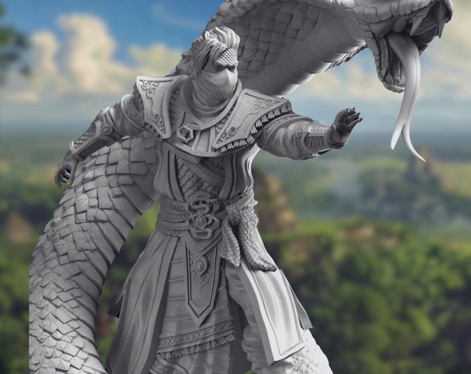 Serpentine Druid Miniature | Hooded Snake Summoner Fantasy RPG Mini | By DM Stash