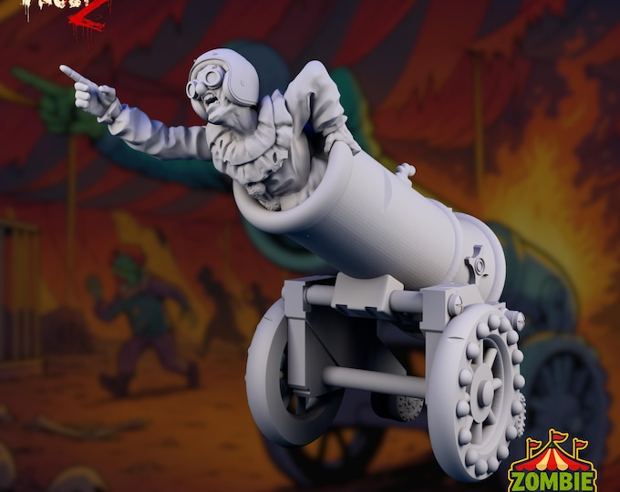Zombie Circus Clown Cannon Mini | Undead Carnival Sideshow NPC Miniature | By Vaultz