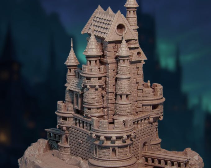 Miniature Castle with Vampire | Gothic Tower Diorama | 3" Fantasy Resin Display | by Nerikson