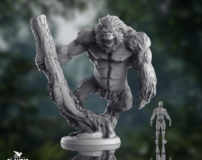 Gorilla Mini | Jungle Beast Miniature | Rampaging Primal Creature | By Claudio Casini Art