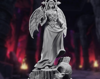 Dark Oracle Miniature | Horned Angel with Skull Altar TTRPG | By TPK Labs