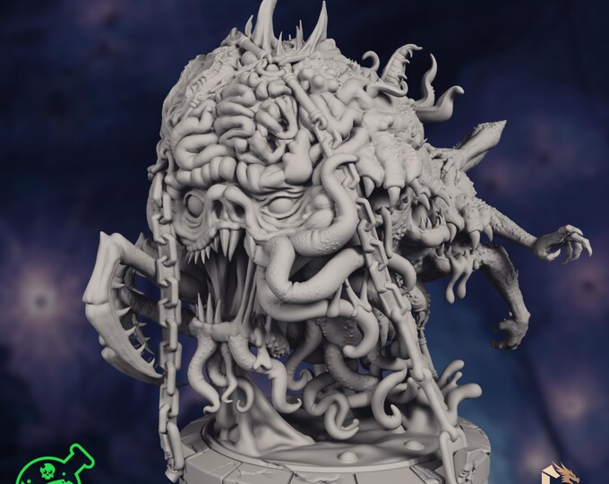 Bile-Dripping Fiend Monster Miniature | Writhing Pseudopod Chain Beast | 32mm Huge | TPK Labs
