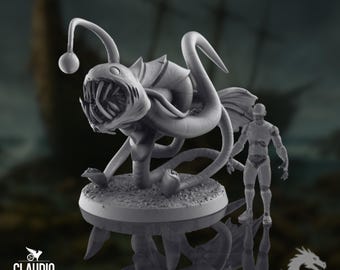 Abyssal Angler Monster Mini | Deep Sea Horror Miniature | Large Ocean Predator Boss | Claudio Casini