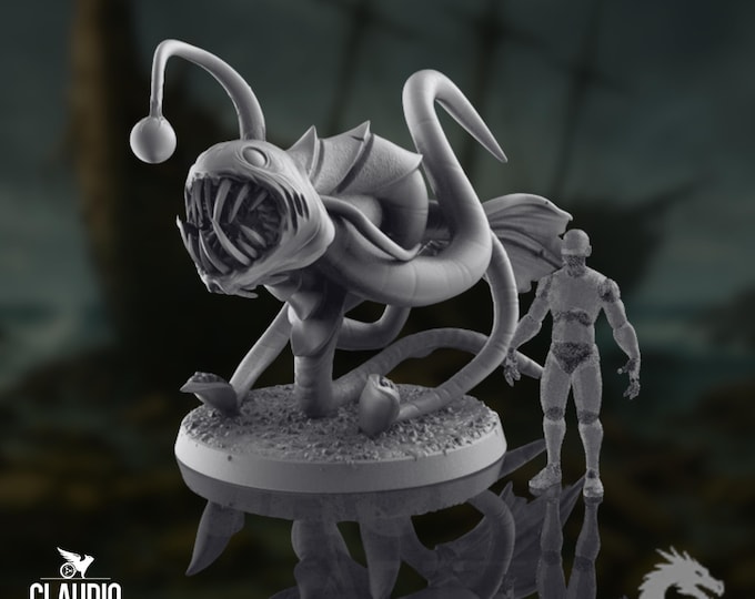 Abyssal Angler Monster Mini | Deep Sea Horror Miniature | Large Ocean Predator Boss | Claudio Casini