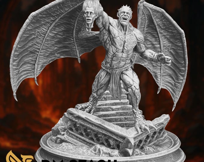 Demonic Warlord  Miniature | Winged Demon with Decapitated Head | 3D Printed  Mini by DM Stash