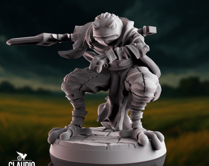 Bullywug Fighter Mini | Frogfolk Monk Miniature | Swamp Ambush Monster | By Claudio Casini Arts