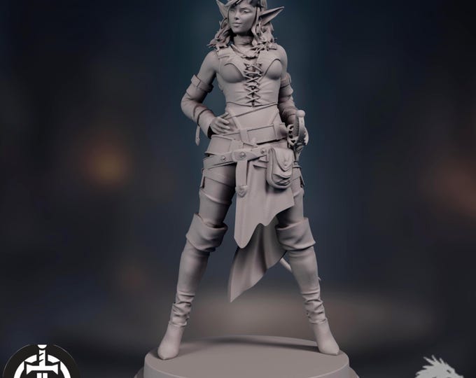 Tiefling Fighter Mini | Horned Mercenary Miniature | SFW & NSFW Options | by Broken Sword Miniatures