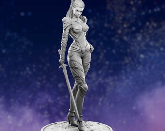Female Elven Bladesinger Mini | Sexy Female Fighter with NSFW Option | RPG Miniature by 3Darts