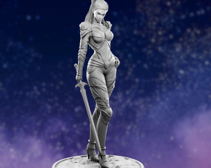 Female Elven Bladesinger Mini | Sexy Female Fighter with NSFW Option | RPG Miniature by 3Darts