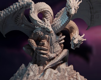 Three-Headed Dragon Mini | Huge Hydra-Dragon Boss Monster | Chimera Dragon Miniature | By Nerikson