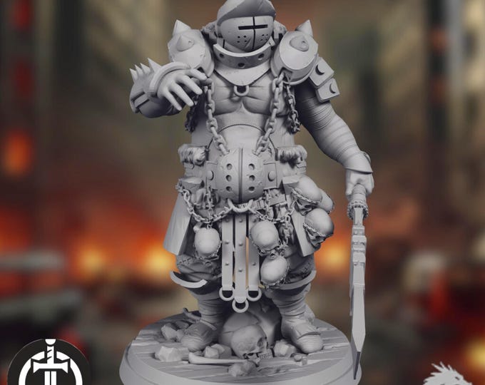 Armored Horror Mini | Undead Knight Miniature | Boss Monster Executioner | Broken Swords