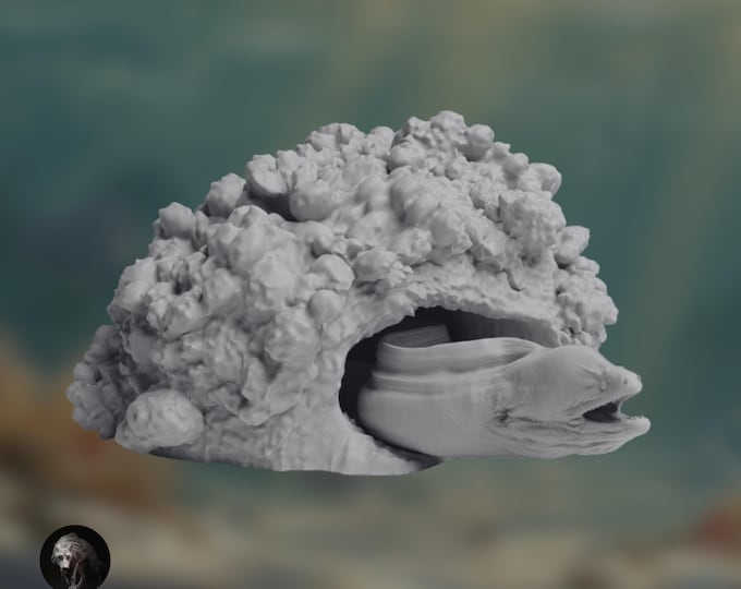 Moray Eel and Coral | Paintable Resin Sea Life Sculpture | By Animal Den Miniatures