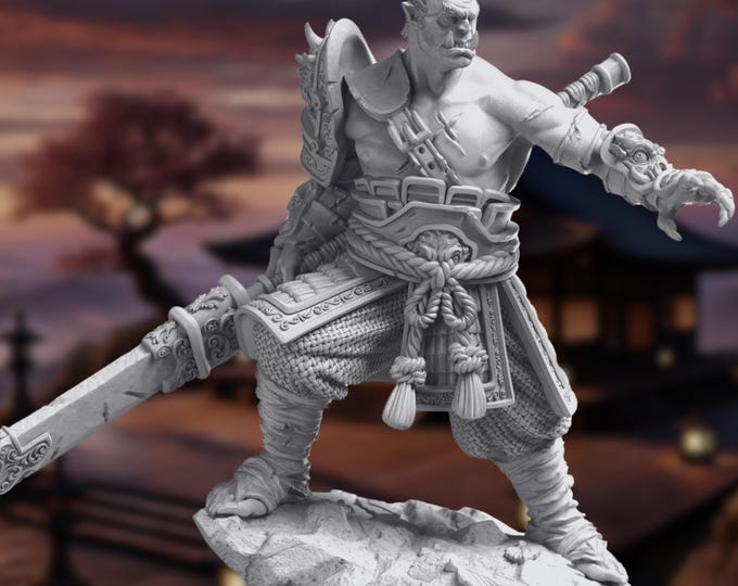 Orc Samurai  Mini | Orc Fighter  Miniature | DM Stash