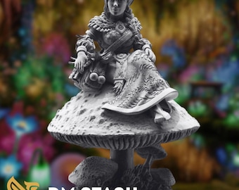 Female Circle of Spores Halfling Druid Mini | Mushroom Witch Miniature | By DM Stash