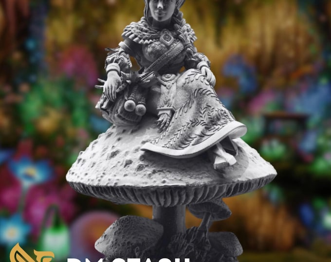 Female Circle of Spores Halfling Druid Mini | Mushroom Witch Miniature | By DM Stash