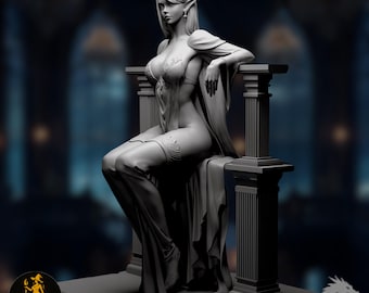 Sexy Elf Queen Statue | Dark Elf Pinup Model | SFW / NSFW Options | 75mm 120mm | DartArt3D