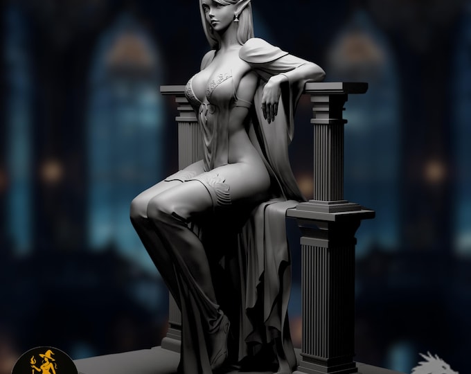 Sexy Elf Queen Statue | Dark Elf Pinup Model | SFW / NSFW Options | 75mm 120mm | DartArt3D