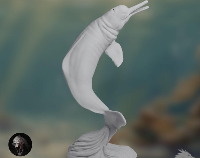 Breaching Amazon Dolphin Model | Pink River Dolphin Resin Miniature | By Animal Den