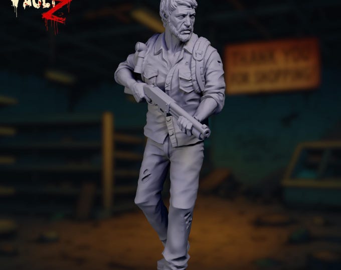 Zombie Apocalypse Survivor Mini |  Shotgun-Wielding Modern Fighter |Grizzled Male Survivor for Modern Post-Apocalyptic TTRPGs
