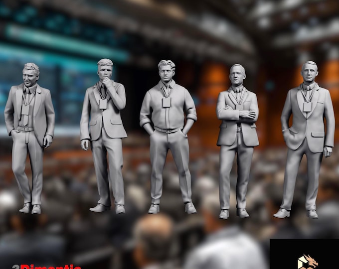 Modern Men Mini | Businessman Miniature Set | Office Diorama Figures by 3Dimontis