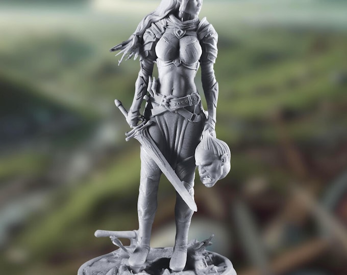 Orcslayer Female Barbarian  Mini with NSFW Option | Female Fighter  Miniature | By 3Darts