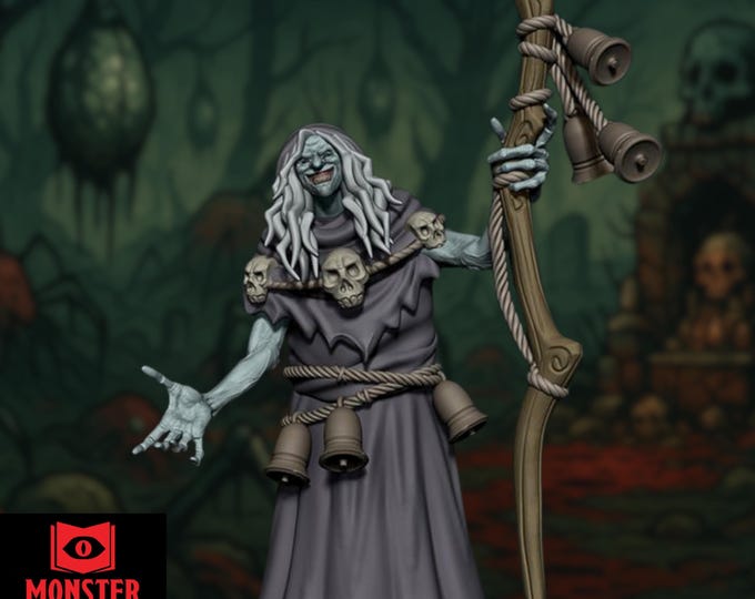 Cursed Swamp Hag Mini | Rotted Green Crone Miniature for Haunted Forest Encounters | By Monster Atlas