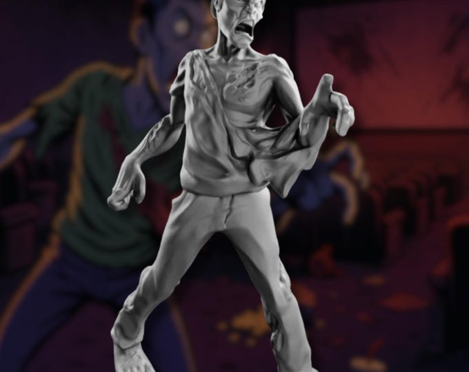 Freshly Turned Zombie Mini | Screaming Walker Miniature for AFMBE & Zombie World