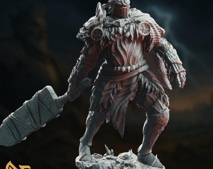 Goliath Barbarian Mini | Thunder Hammer Juggernaut Large Miniature for Fantasy RPGs | By DM Stash