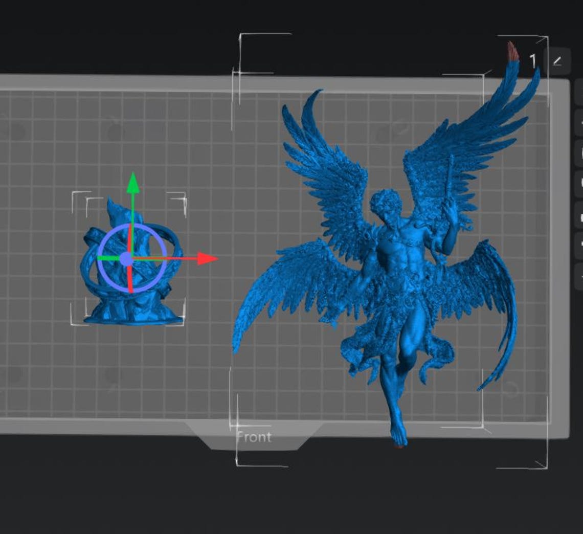 One Winged Angel Figure Archangel Display Model | Winged Angel Warrior Sculpture | 75mm or ...