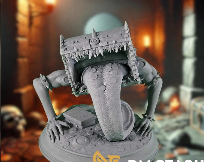 Mimic Chest Monster Miniature for TTRPG's – Treasure Chest Mimic Creature Mini (Size Small) | by DM Stash
