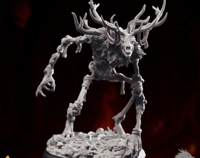 Bone Wight Monster Mini | Undead Forest Horror Miniature | Antlered Skeletal Boss | By DM Stash