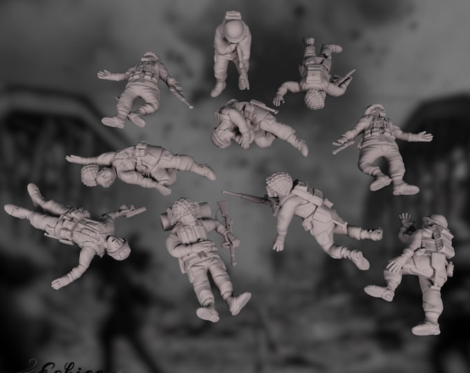 American WWII Casualties | Fallen Soldiers Miniature Set | Historical Resin Models | by Eskice Miniatures