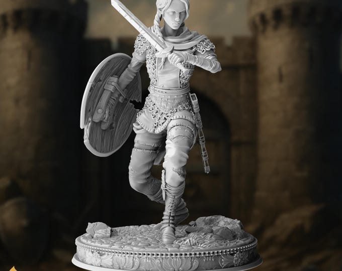 Female Warrior  Miniature | Female Fighter  Mini, Multiple Scale Options | By DM Stash