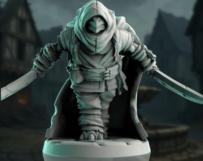 Tortle Mastermind Rogue Mini | Stealthy Hooded Thief Miniature for Fantasy Roleplaying Games | By Claudio Casini