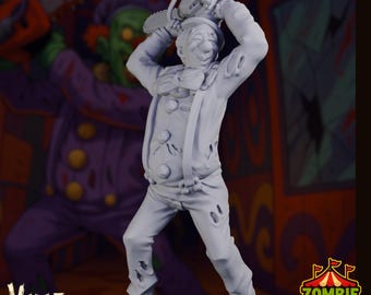 Zombie Circus Chainsaw Clown Mini | Undead Carnival Freakshow NPC Villain | Horror Carnival Miniature | By Vaultz