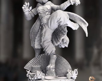 Tabaxi Monk Mini | Cat-Folk Martial Artist Miniature | 28mm–75mm Scenic Resin Base | By DM Stash